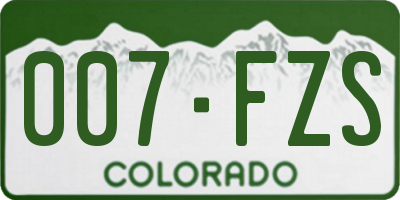 CO license plate 007FZS