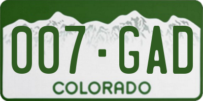 CO license plate 007GAD