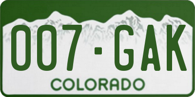 CO license plate 007GAK