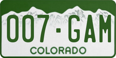 CO license plate 007GAM