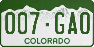 CO license plate 007GAO