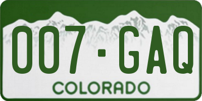 CO license plate 007GAQ