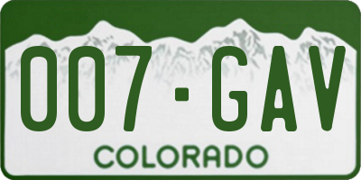 CO license plate 007GAV