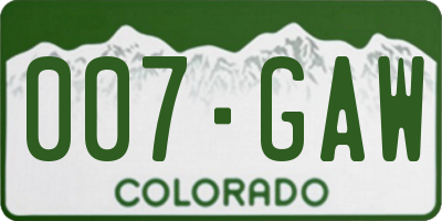 CO license plate 007GAW