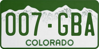 CO license plate 007GBA