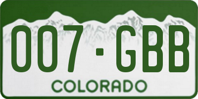 CO license plate 007GBB