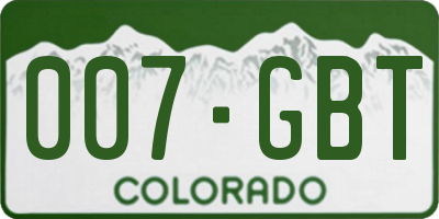 CO license plate 007GBT