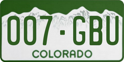 CO license plate 007GBU