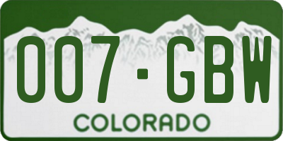 CO license plate 007GBW