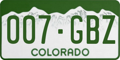 CO license plate 007GBZ