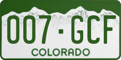 CO license plate 007GCF