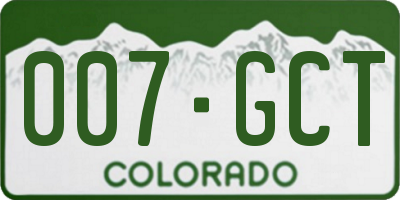 CO license plate 007GCT