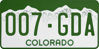 CO license plate 007GDA