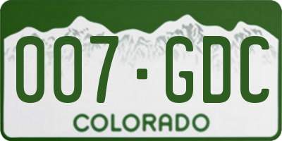 CO license plate 007GDC