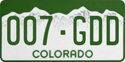 CO license plate 007GDD