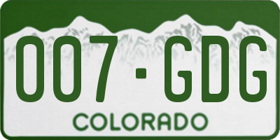 CO license plate 007GDG