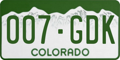 CO license plate 007GDK