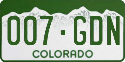 CO license plate 007GDN
