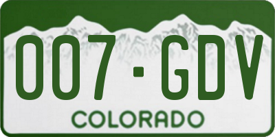 CO license plate 007GDV