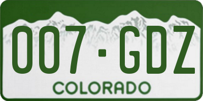 CO license plate 007GDZ