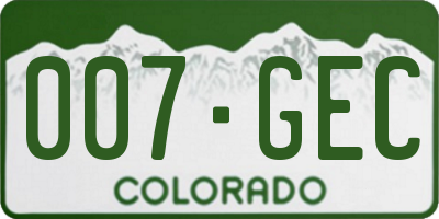 CO license plate 007GEC