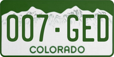 CO license plate 007GED