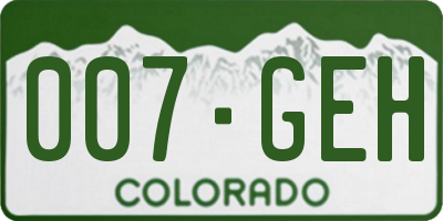 CO license plate 007GEH