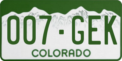 CO license plate 007GEK