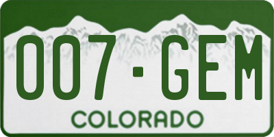 CO license plate 007GEM