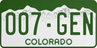 CO license plate 007GEN