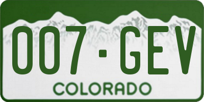 CO license plate 007GEV