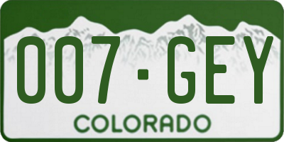 CO license plate 007GEY
