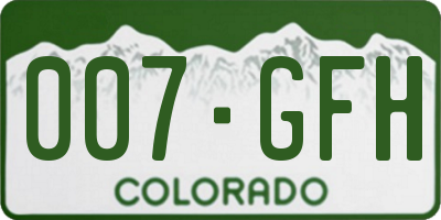 CO license plate 007GFH