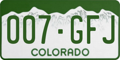 CO license plate 007GFJ