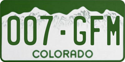 CO license plate 007GFM