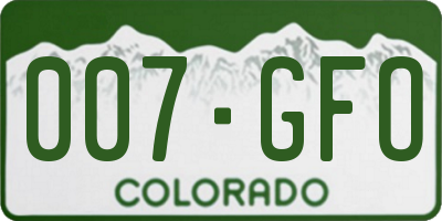CO license plate 007GFO