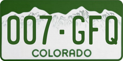 CO license plate 007GFQ