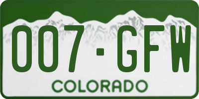 CO license plate 007GFW