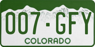 CO license plate 007GFY