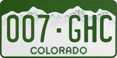 CO license plate 007GHC