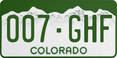 CO license plate 007GHF