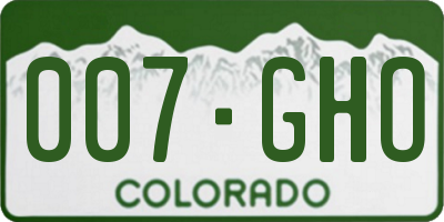 CO license plate 007GHO