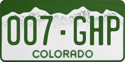 CO license plate 007GHP