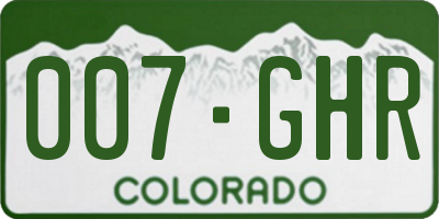 CO license plate 007GHR