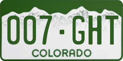 CO license plate 007GHT