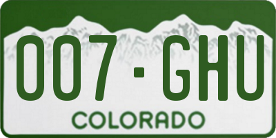 CO license plate 007GHU