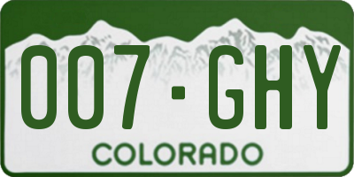 CO license plate 007GHY