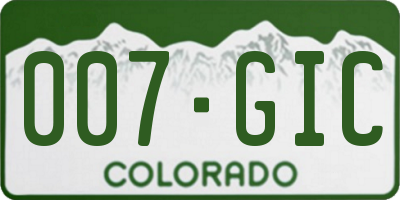 CO license plate 007GIC