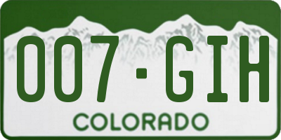 CO license plate 007GIH
