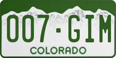 CO license plate 007GIM